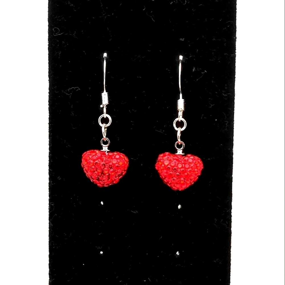 Neon Red Jewel Cherry Drop Earrings